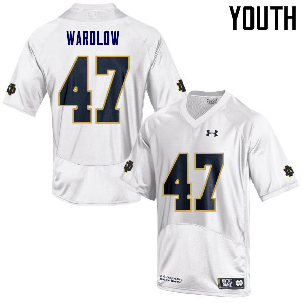 Youth NCAA Notre Dame Fighting Irish #47 Kofi Wardlow Stitched College Under Armour Authentic White Football Jersey JD10H83QK